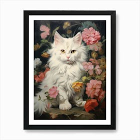 White Cat Rococo Style 6 Póster