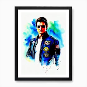 Tom Cruise In Top Gun: Maverick Watercolor Art Print