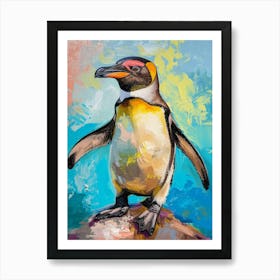 Galapagos Penguin Phillip Island The Penguin Parade Colour Block Painting 1 Art Print