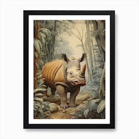 Brown Rhino In The Forest Art Print