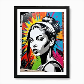 Graffiti Mural Of Beautiful Hip Hop Girl 46 Art Print