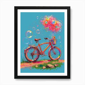 Bubbles On A Bicycle Art Print