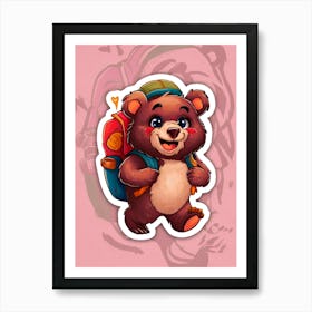 Bear With Backpack 6 Art Print