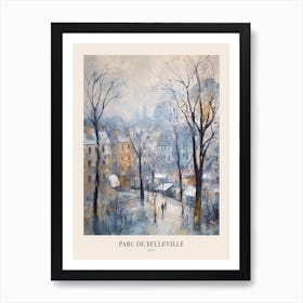 Winter City Park Poster Parc De Belleville Paris France 3 Art Print