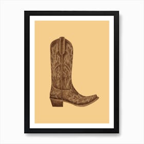 Brown Cowgirl Boot Art Print