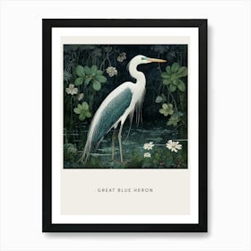 Ohara Koson Inspired Bird Painting Great Blue Heron 5 Poster Art Print