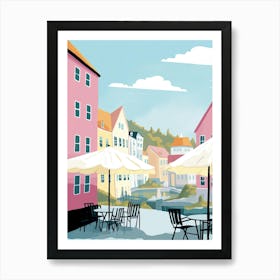 Stavenger, Norway, Flat Pastels Tones Illustration 1 Art Print