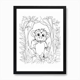 Line Art Jungle Animal Chimpanzee 2 Art Print