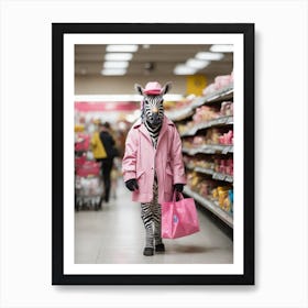 Zebra In A Supermarket Art Print