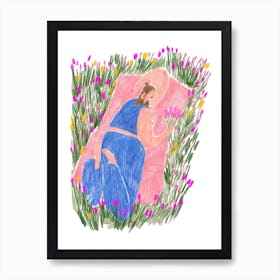 Heart In The Flowers Art Print