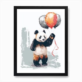 Giant Panda Holding Balloons Storybook Illustration 2 Art Print