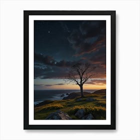 Lone Tree At Sunset 2 Art Print