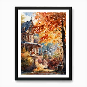 Autumn House Painting 1 Art Print