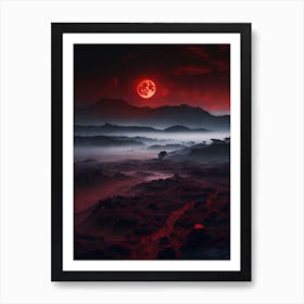 Red Moon In The Sky Print  Art Print