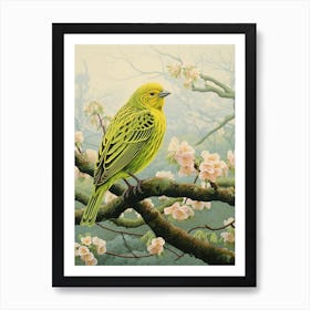 Ohara Koson Inspired Bird Painting Yellowhammer 4 Art Print