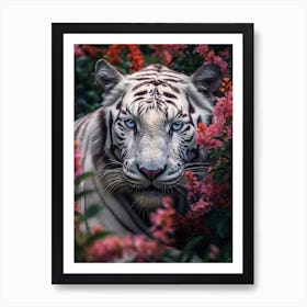 Floral white tiger Art Print