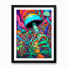 Psychedelic Mushroom Painting Art Print