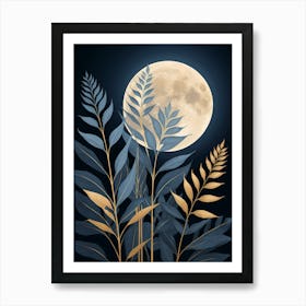 Moon And Leaves 1 Art Print