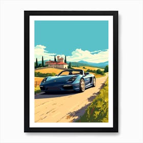 A Porsche Carrera Gt In The Tuscany Italy Illustration 3 Art Print