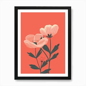 Pink Flowers And Bees Art Print