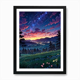 Night Sky Anime aesthetic 61 Art Print