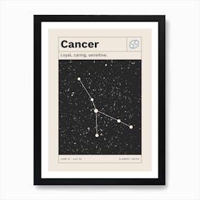 Cancer Zodiac Sign Constellation Art Print