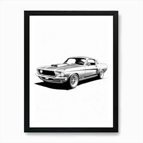 Ford Mustang Line Drawing 28 Art Print