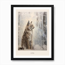 Vintage Winter Animal Painting Poster Lynx Poster