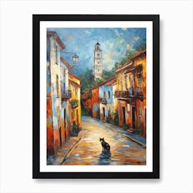 Painting Of A Street In Havana With A Cat 3 Impressionism Art Print