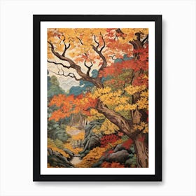 Bigtooth Aspen 4 Vintage Autumn Tree Print  Art Print