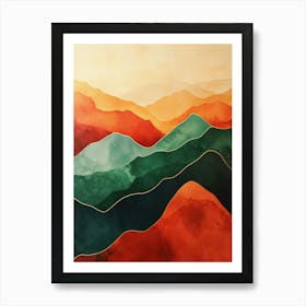 Teal And Orange Landscape 2 Art Print