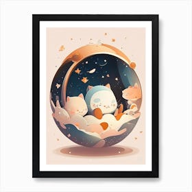 Interstellar Kawaii Kids Space Art Print