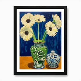 Flowers In A Vase Still Life Painting Daisy 2 Art Print