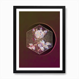 Abstract Pink Agatha Rose Mosaic Botanical Illustration n.0273 Art Print