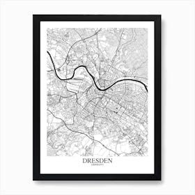 Dresden White Black Art Print