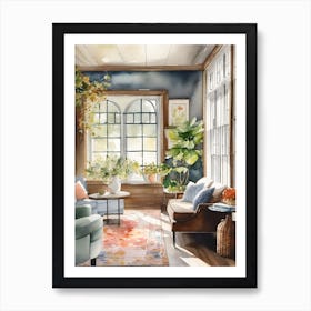 Watercolor Of A Modern Living Room Art Print