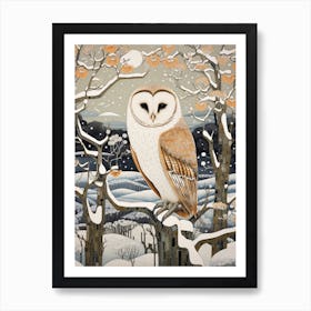 Winter Bird Painting Barn Owl 7 Art Print