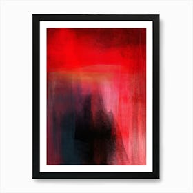 WITH LOVE , red, black, blue, pink, colour blocked  Impressionist  Abstract Modern Contemporary Art Print