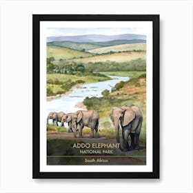 Addo Elephant National Park South Africa Watercolour 2 Art Print