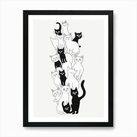 Stack Of Cat Line Drawing Art Print