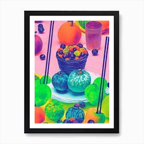 Pummelo Risograph Retro Poster Fruit Art Print