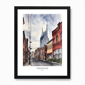 Nashville Watercolour Travel Poster Art Print