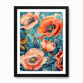 Poppies Inspired By William Morris 7 Art Print