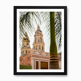 Church And Palm In Campeche Mexico Poster