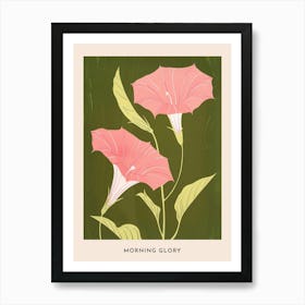 Pink & Green Morning Glory 4 Flower Poster Art Print