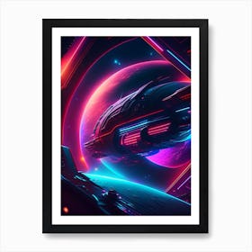 Space Neon Nights Space Art Print