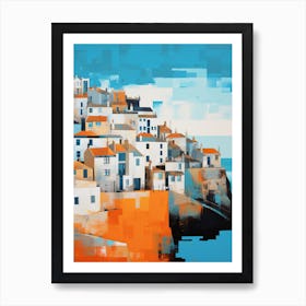 Abstract Illustration Of St Ives Bay Cornwall Orange Hues 1 Art Print