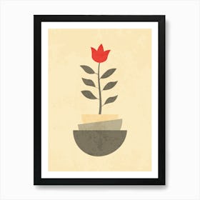 Vintage Botanical Design - Minimalist Abstract Flower Art Art Print