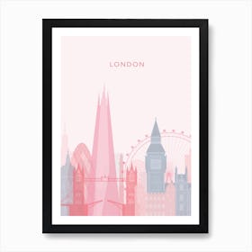 Pink And Blue London Skyline Art Print