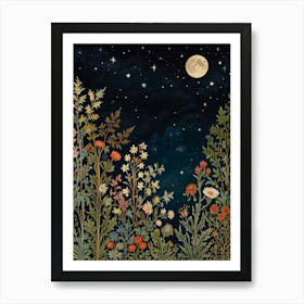 Moonlight Garden Style William Morris 1 Art Print Art Print